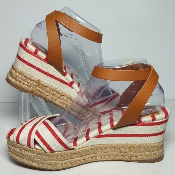 Tory Burch Karissa canvas wedge espadrille platform sandals womans size 9 - Picture 5 of 16
